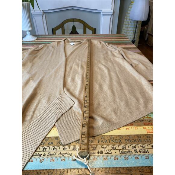 Chicos Size 2 US L 12/14 Tank Open Cardigan Sweater Set Camel Beige Sequin 2pcs - Picture 14 of 16